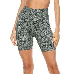 Green leopard high wasted athletic biker shorts
